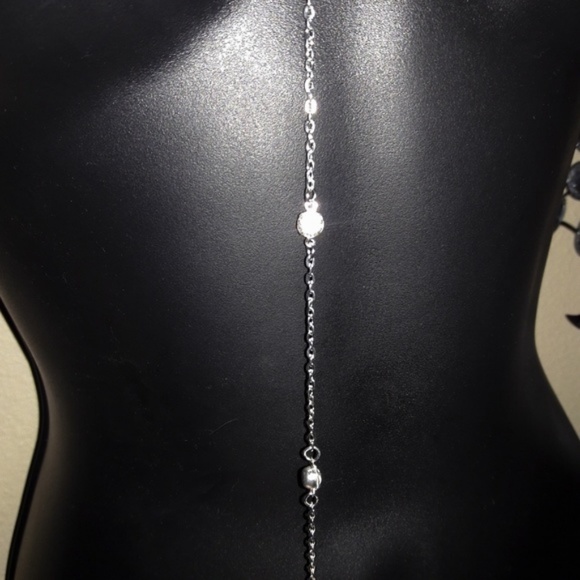 Gold or Silver Crystal Drop Necklace Body Chain - Picture 4 of 8